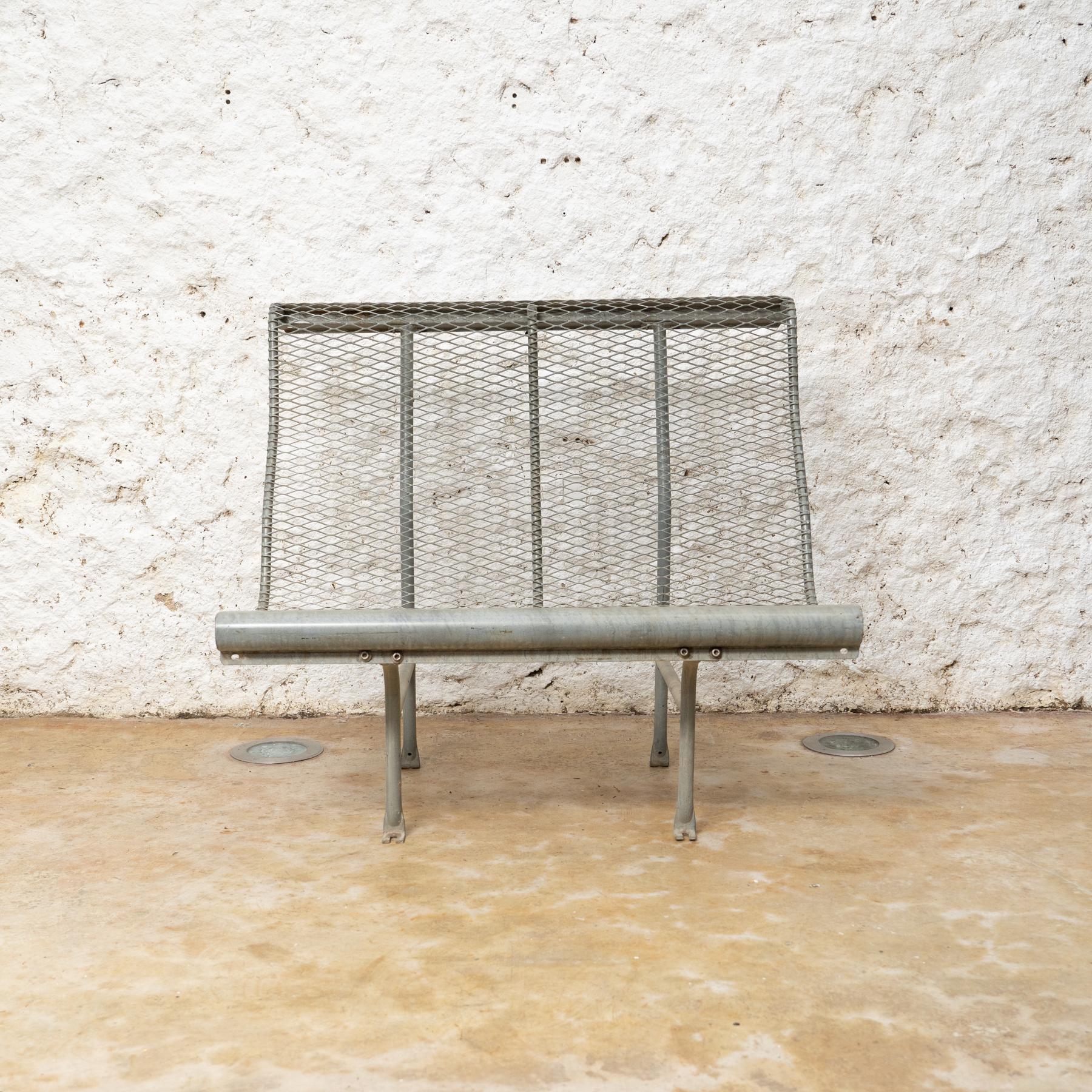 Introducing the Metal Bench Version “Perforano” by Oscar Tusquets for BD Barcelona, circa 1980, a distinctive piece that seamlessly merges form and function. Crafted entirely in metal, this bench is not confined to interior spaces alone; its robust