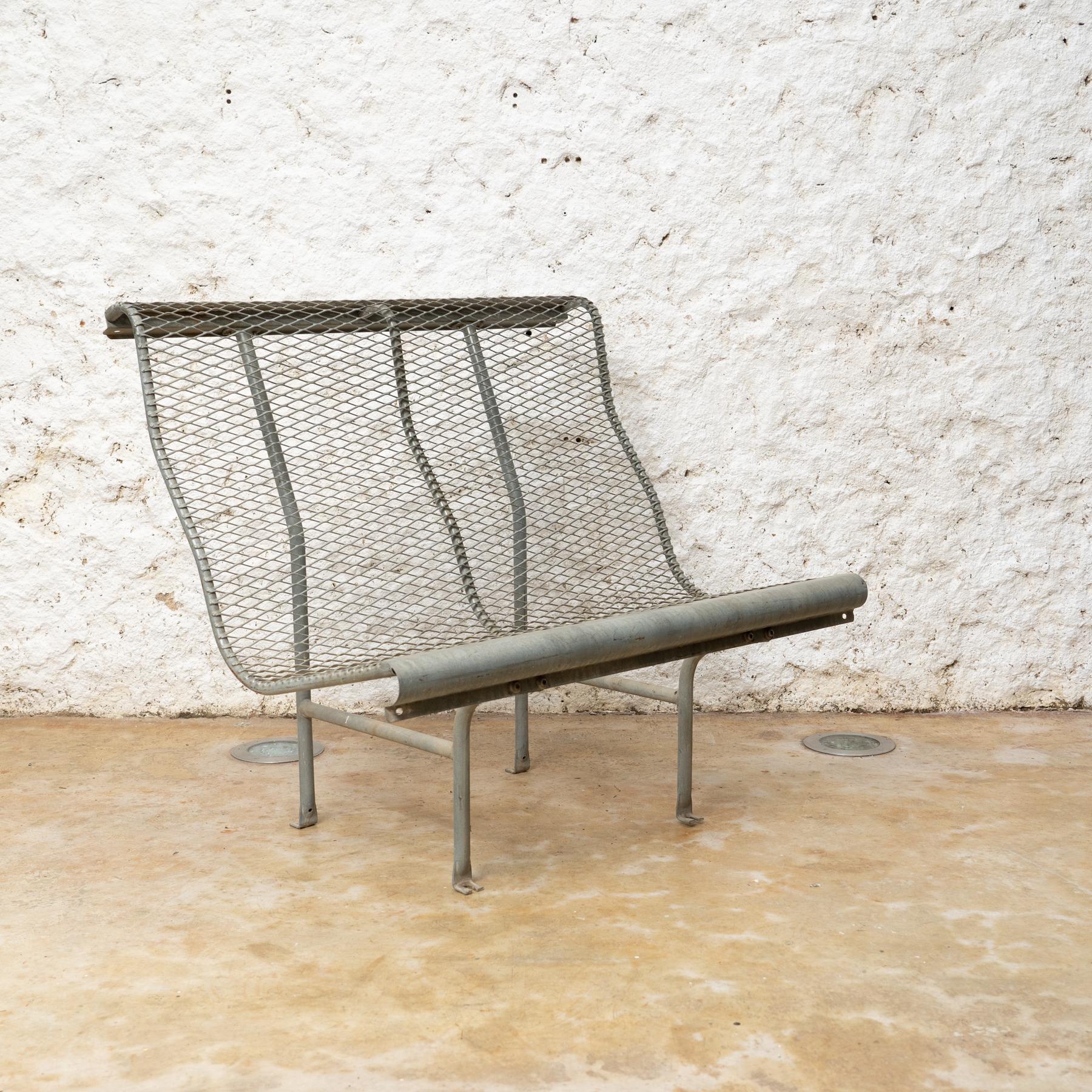 Mid-Century Modern Metal Bench Version “Perforano” by Oscar Tusquets for BD Barcelona, circa 1980 For Sale