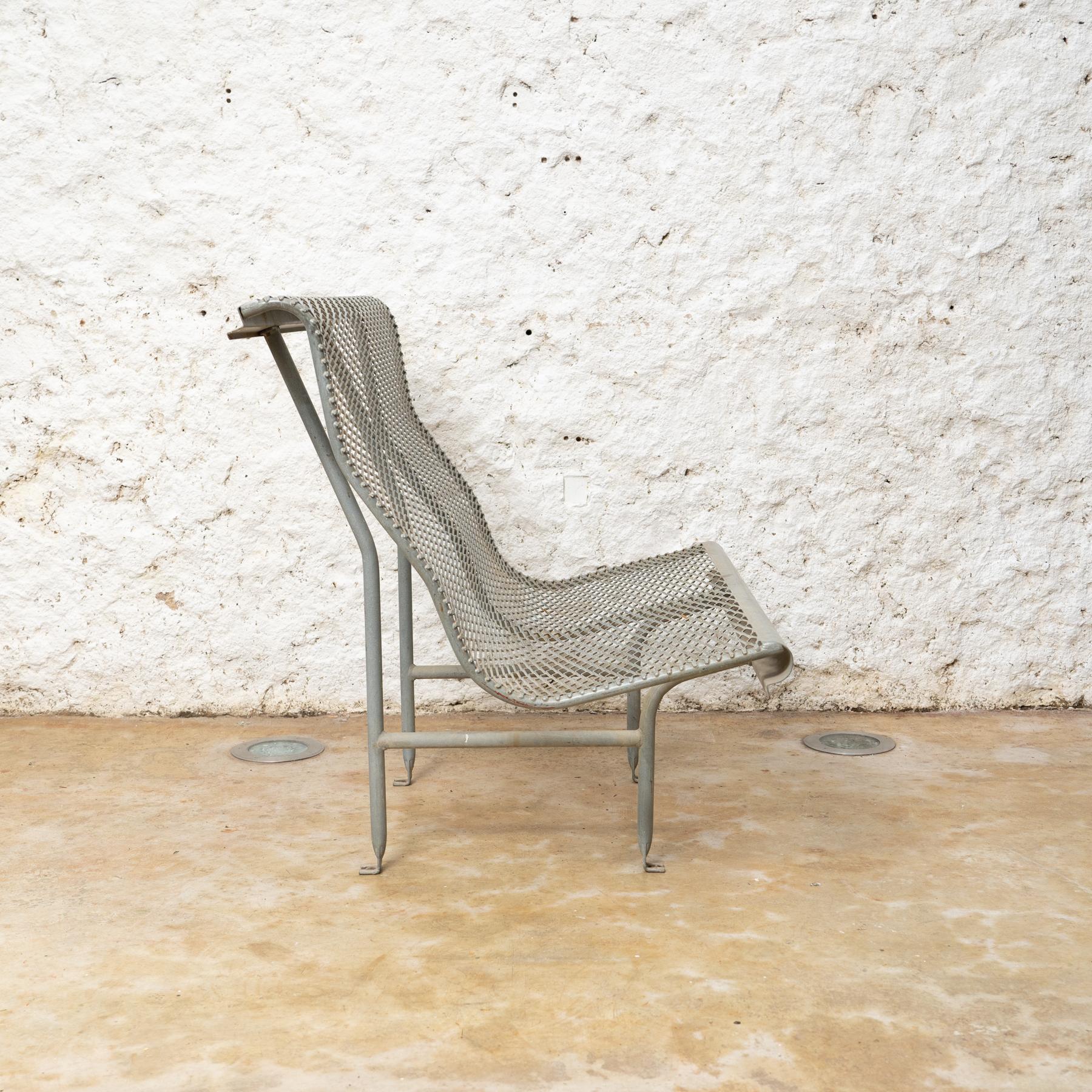 Spanish Metal Bench Version “Perforano” by Oscar Tusquets for BD Barcelona, circa 1980 For Sale