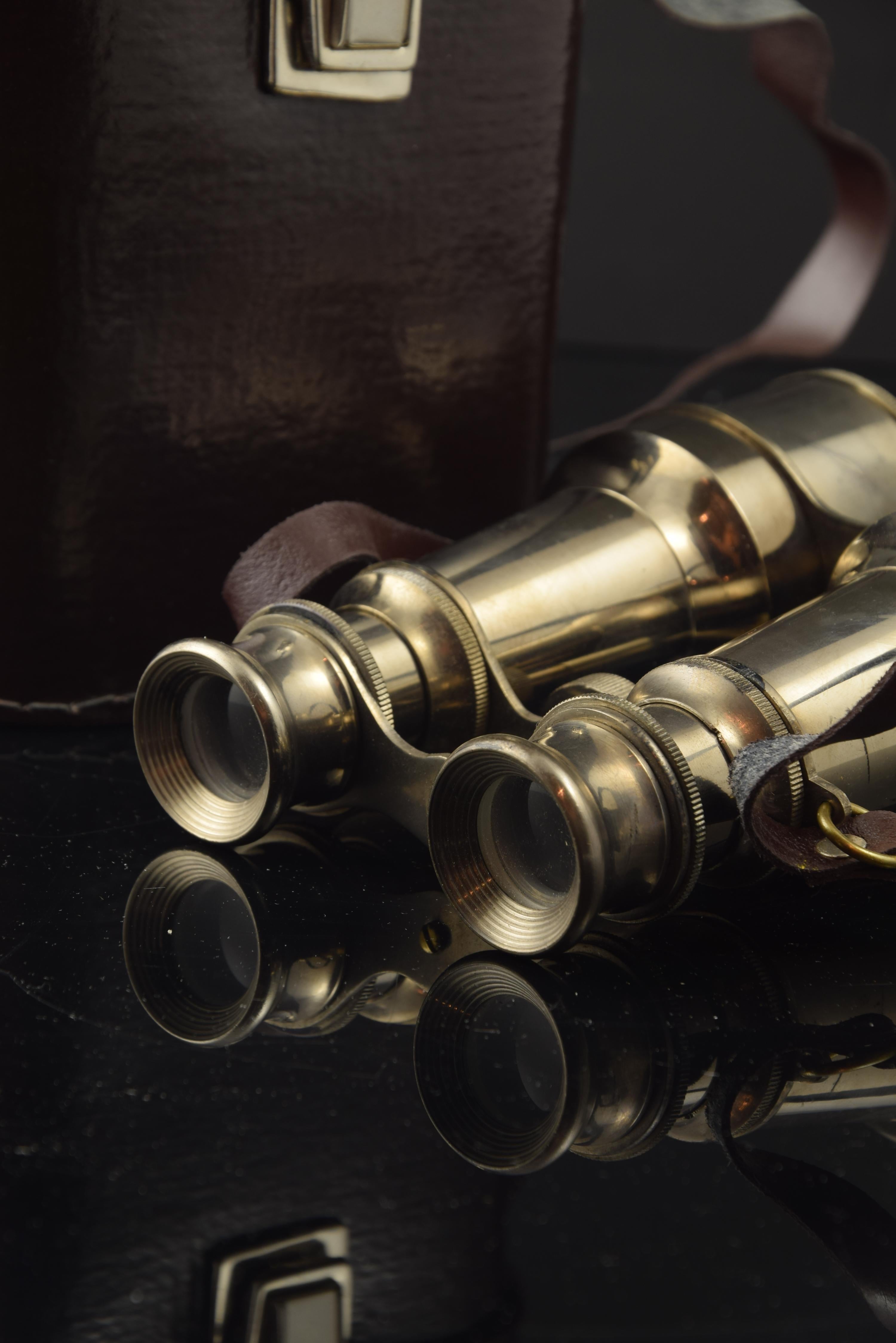 Autre Jumelles en métal avec étui, 20e siècle en vente