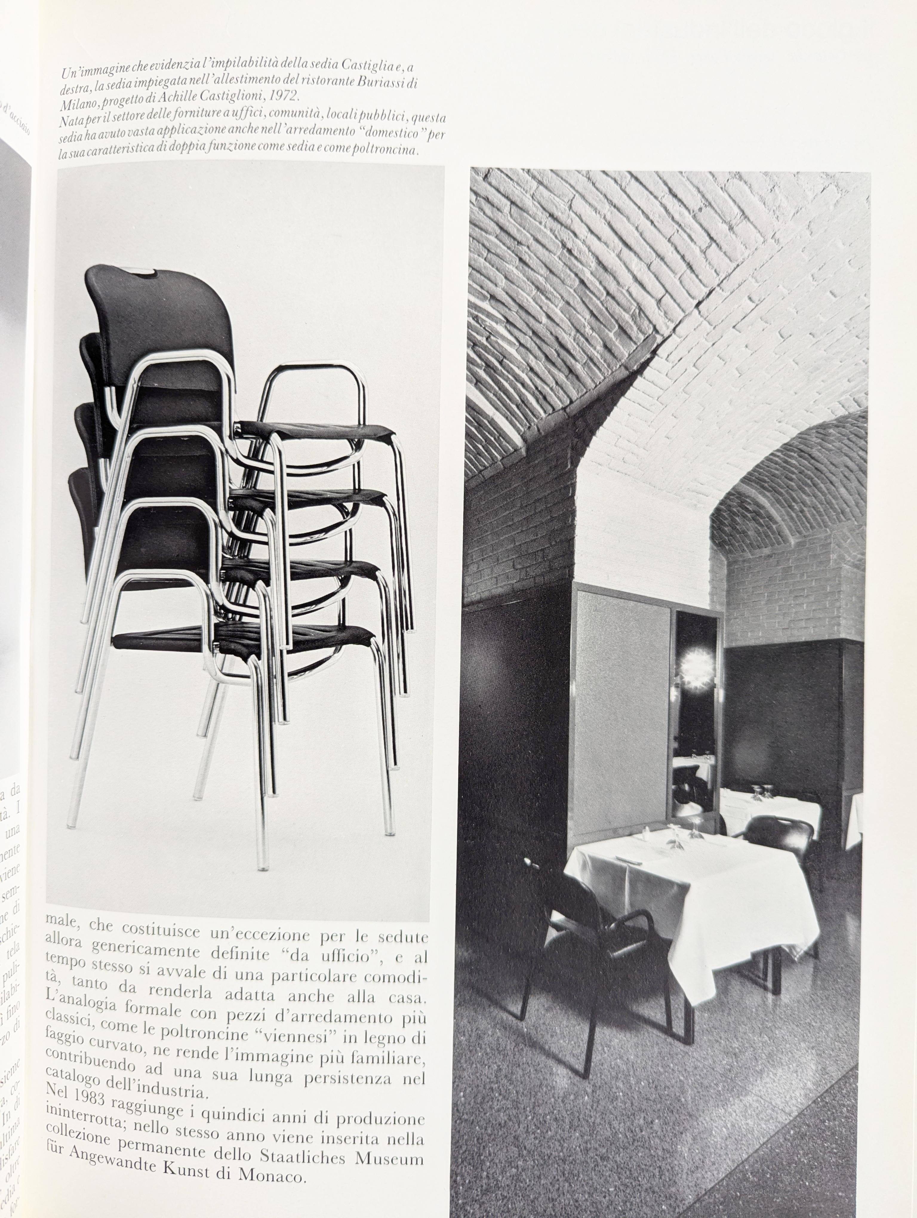 Metal, Black Leather Castiglia Chairs by A. Castiglioni for Zanotta, Set of 4 For Sale 8
