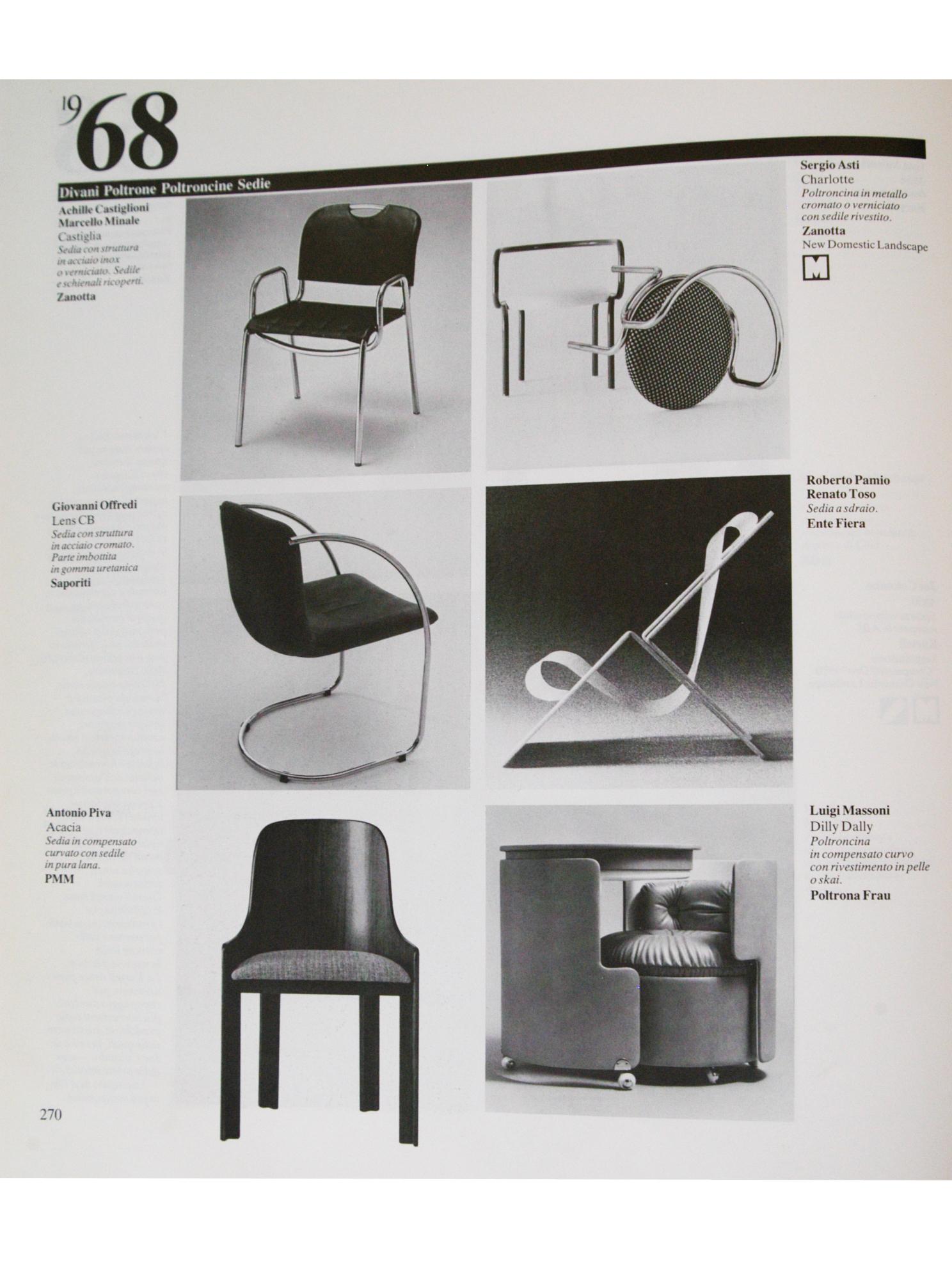 Mid-20th Century Metal, Black Leather Castiglia Chairs by A. Castiglioni for Zanotta, Set of 4 For Sale