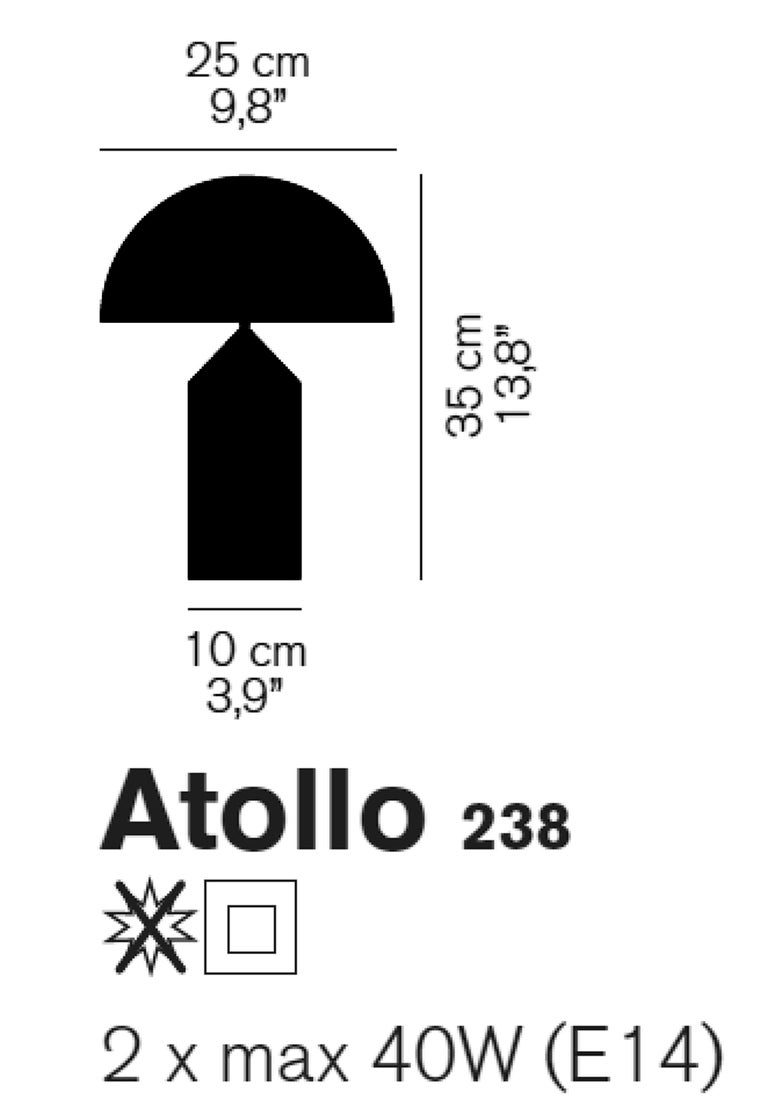 Metal Black/White Table Lamp Atollo 238 by Vico Magistretti for Oluce For Sale 1