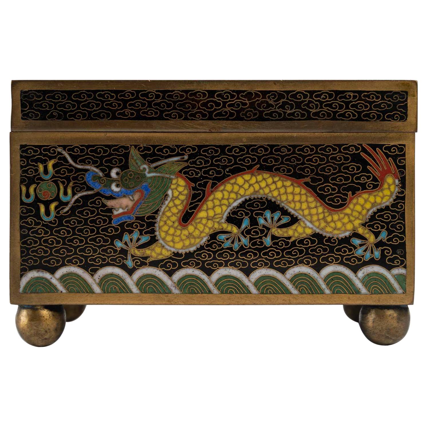 Metal Box Decorated with Cloisonne Enamels
