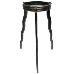 Metal Brass and Glass Small Round Side or Drinks Table