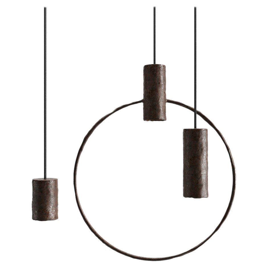 Lampe à suspension en métal et bronze de Makhno Studio
