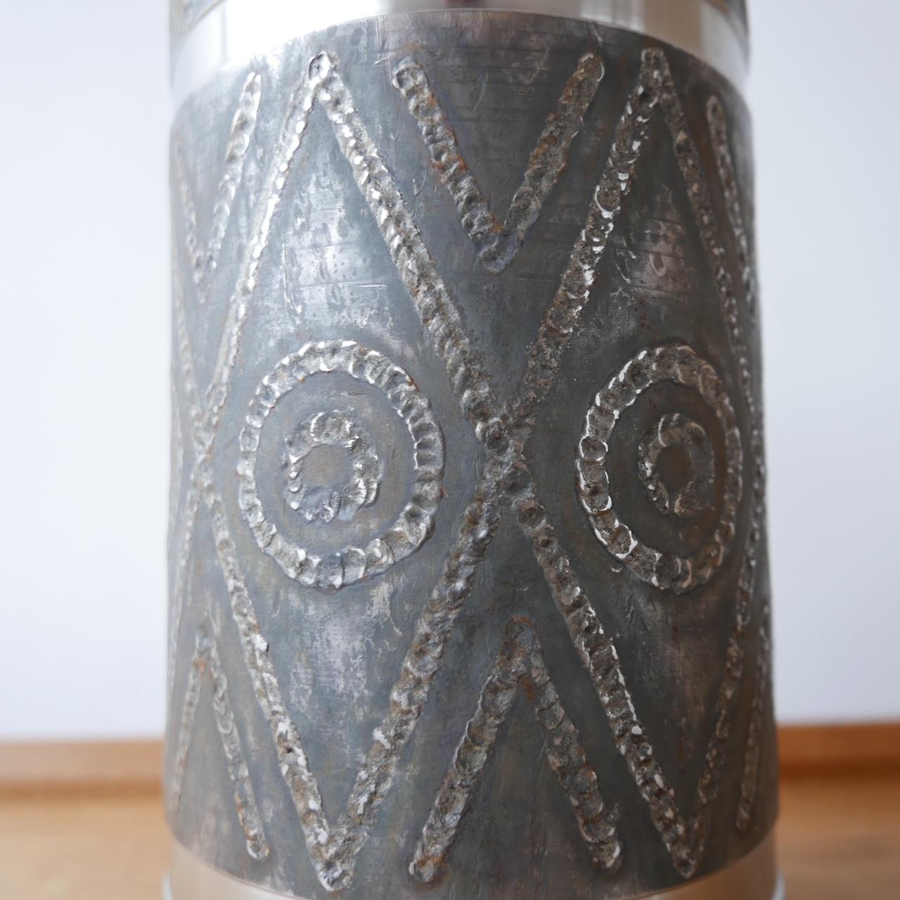 20th Century Metal Brutalist Mid-Century Large Vase