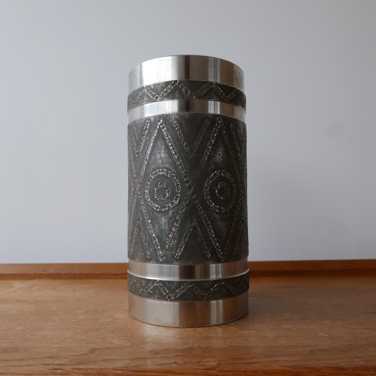 Metal Brutalist Mid-Century Large Vase 1