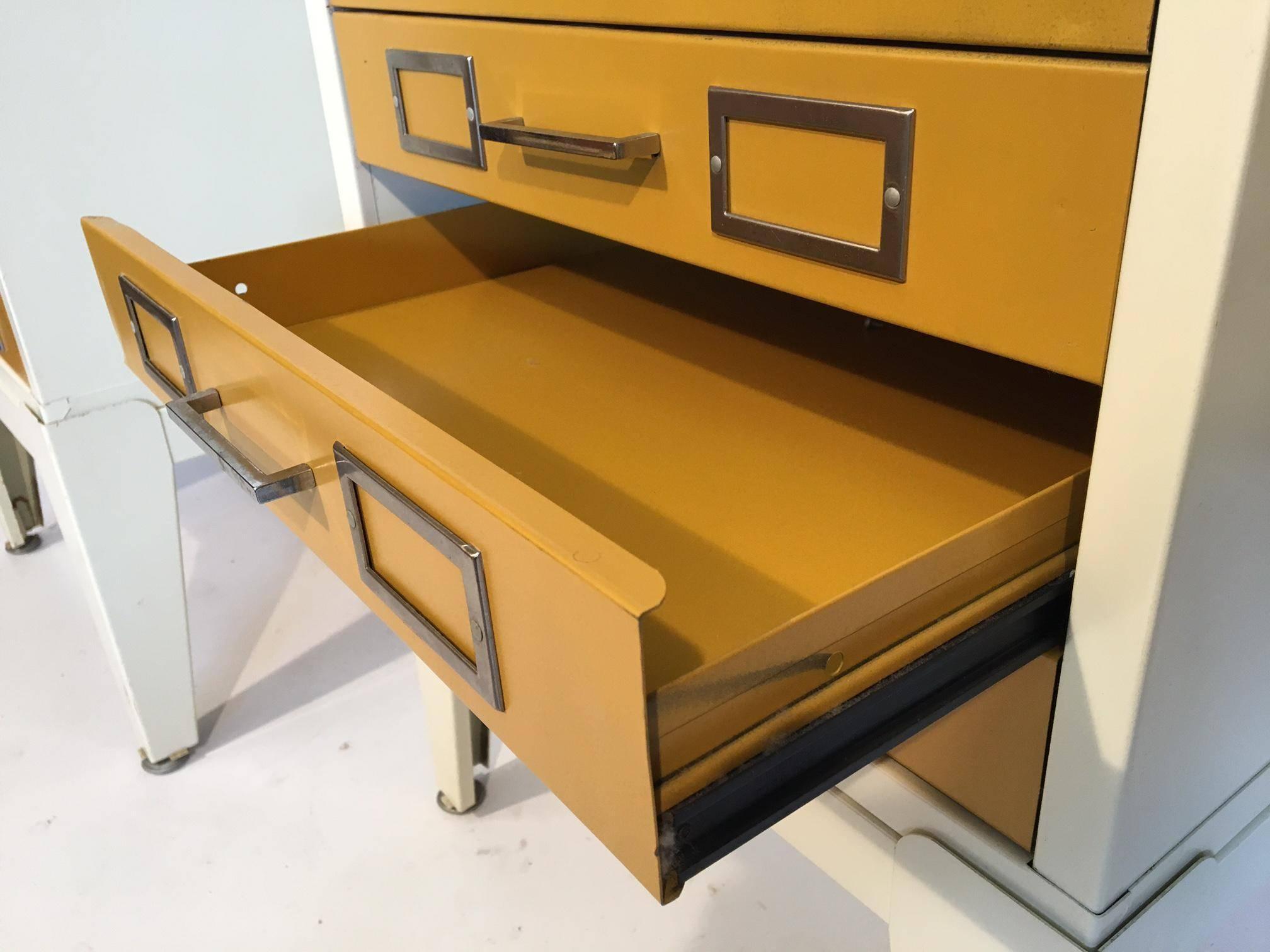 Mid-Century Modern Metal Cabinet Four-Drawer Nightstands in the Style of George Nelson