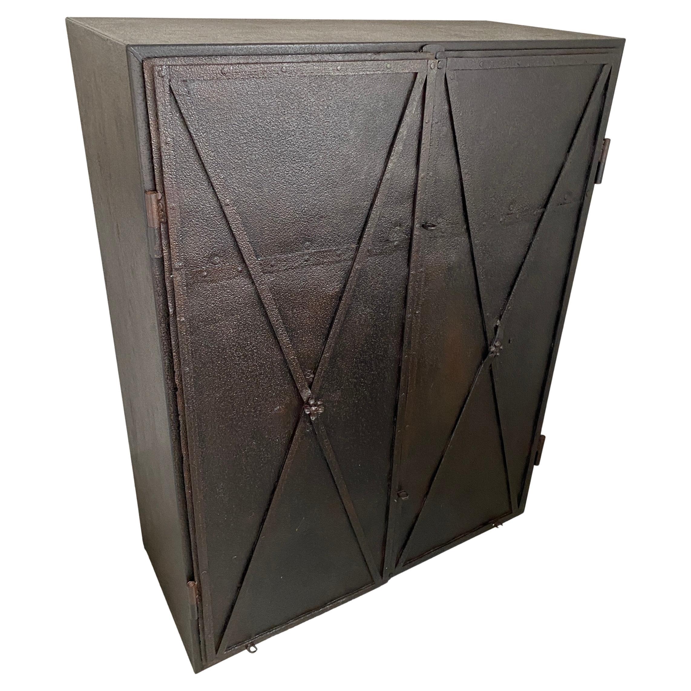 Metal Cabinet with Antique French Directoire Period Doors In Good Condition For Sale In Sheffield, MA