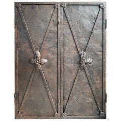 Metal Cabinet with Antique French Directoire Period Doors
