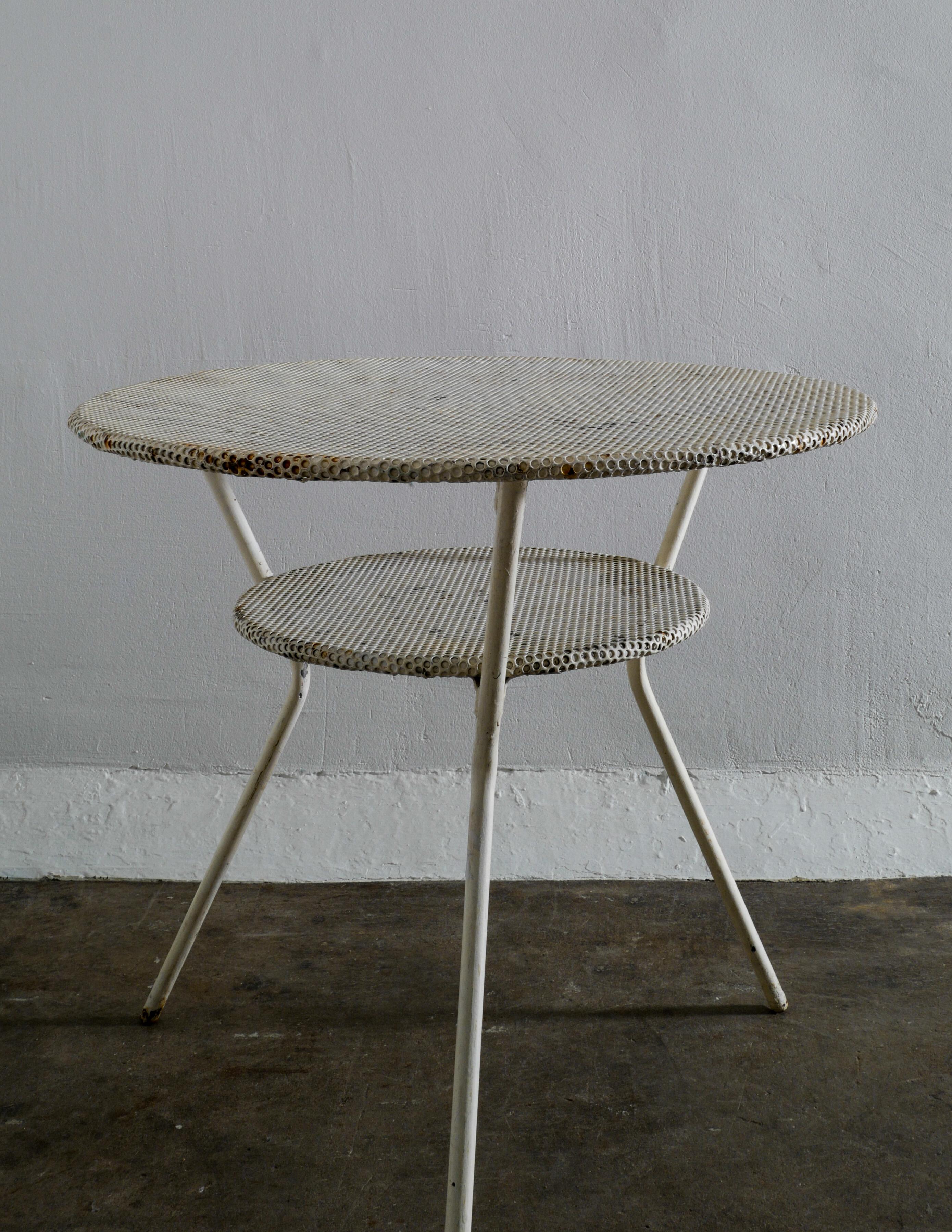Mid-Century Modern Metal Café Side Table In Style Of Mathieu Matégot Produced in France, 1950s