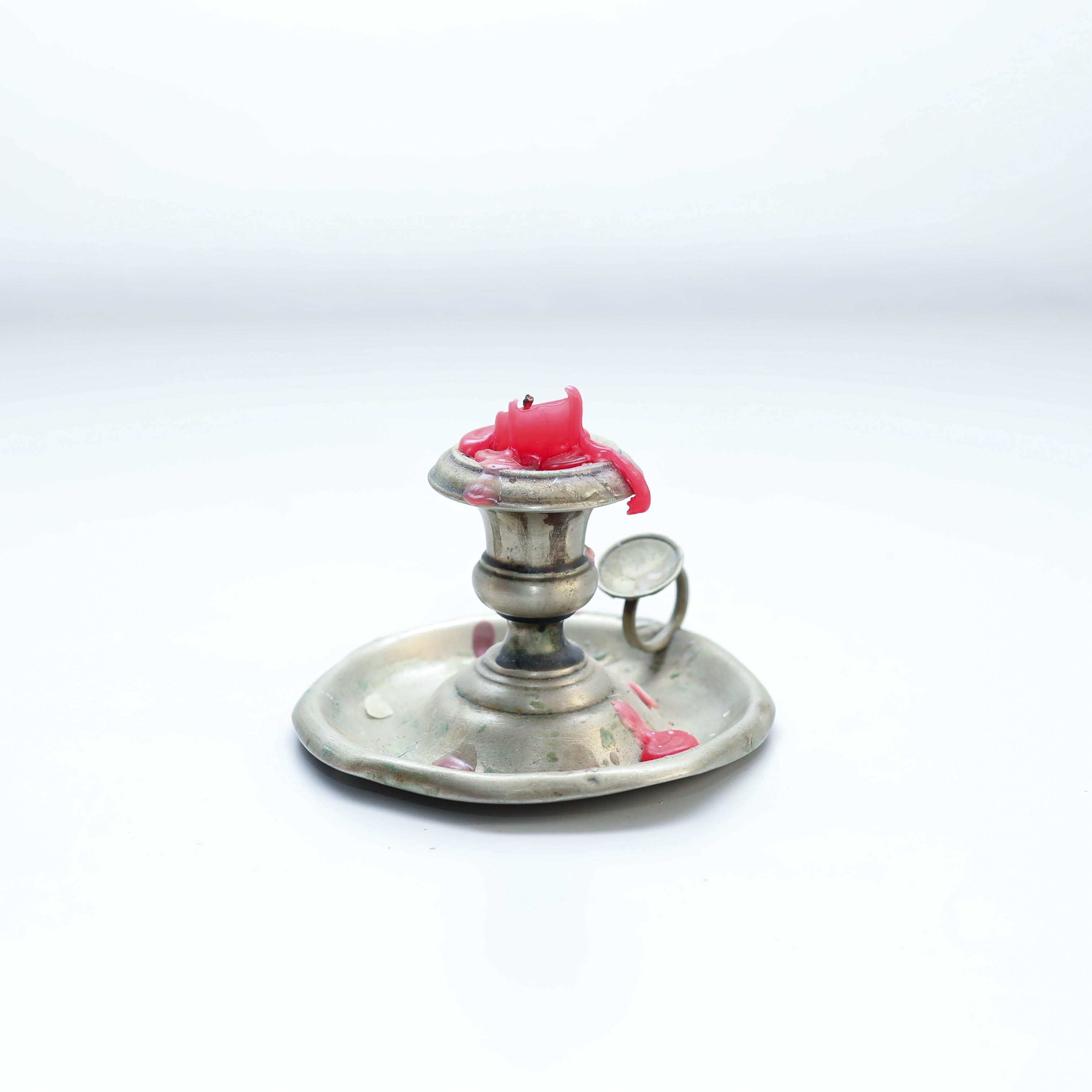 Spanish Metal Candle Holder, circa 1960 For Sale