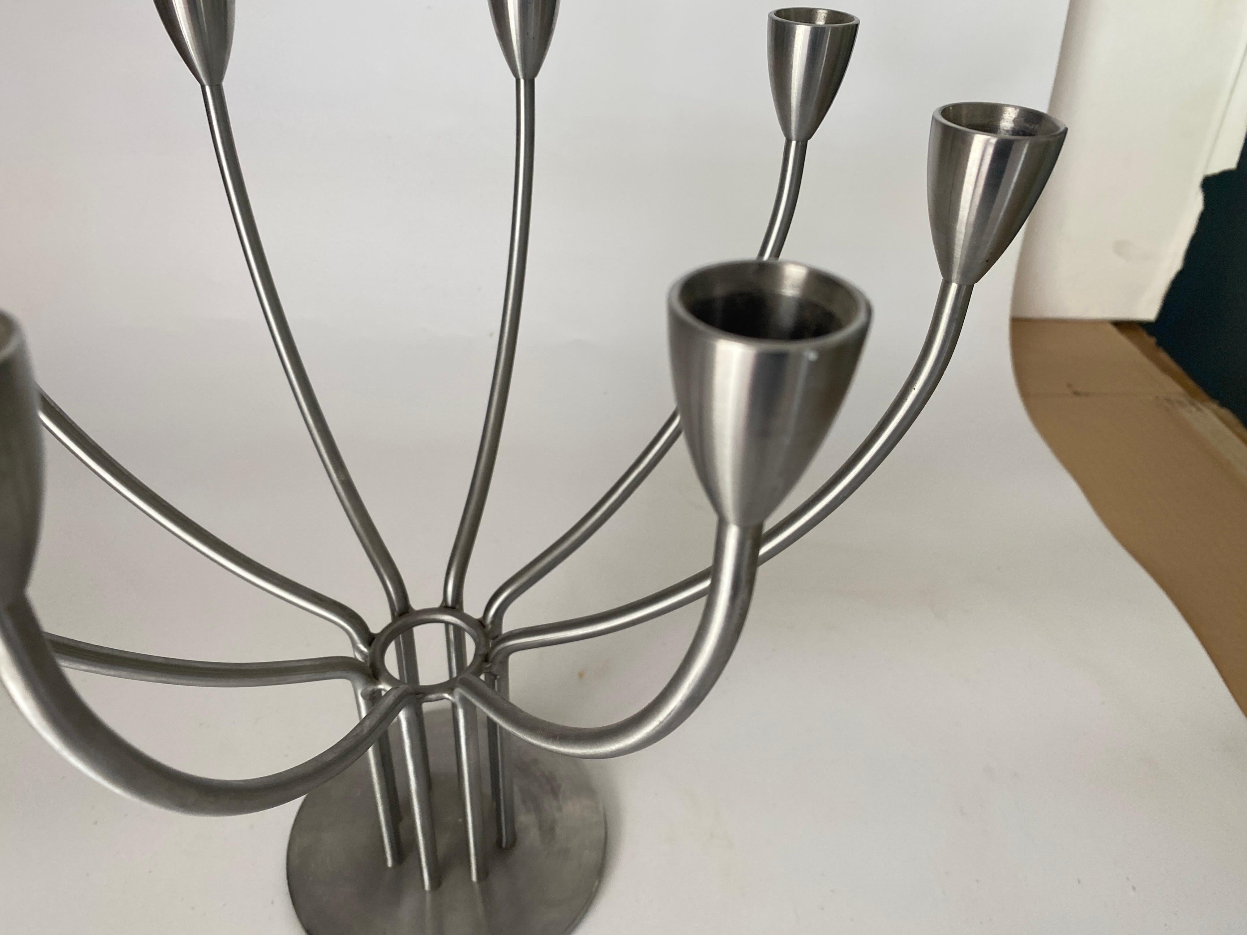 Swedish Metal Candleholder by Hagberg Swenden 20th Century Siver color 8 Arms For Sale