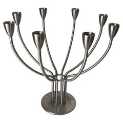 Metal Candleholder by Hagberg Swenden 20th Century Siver color 8 Arms