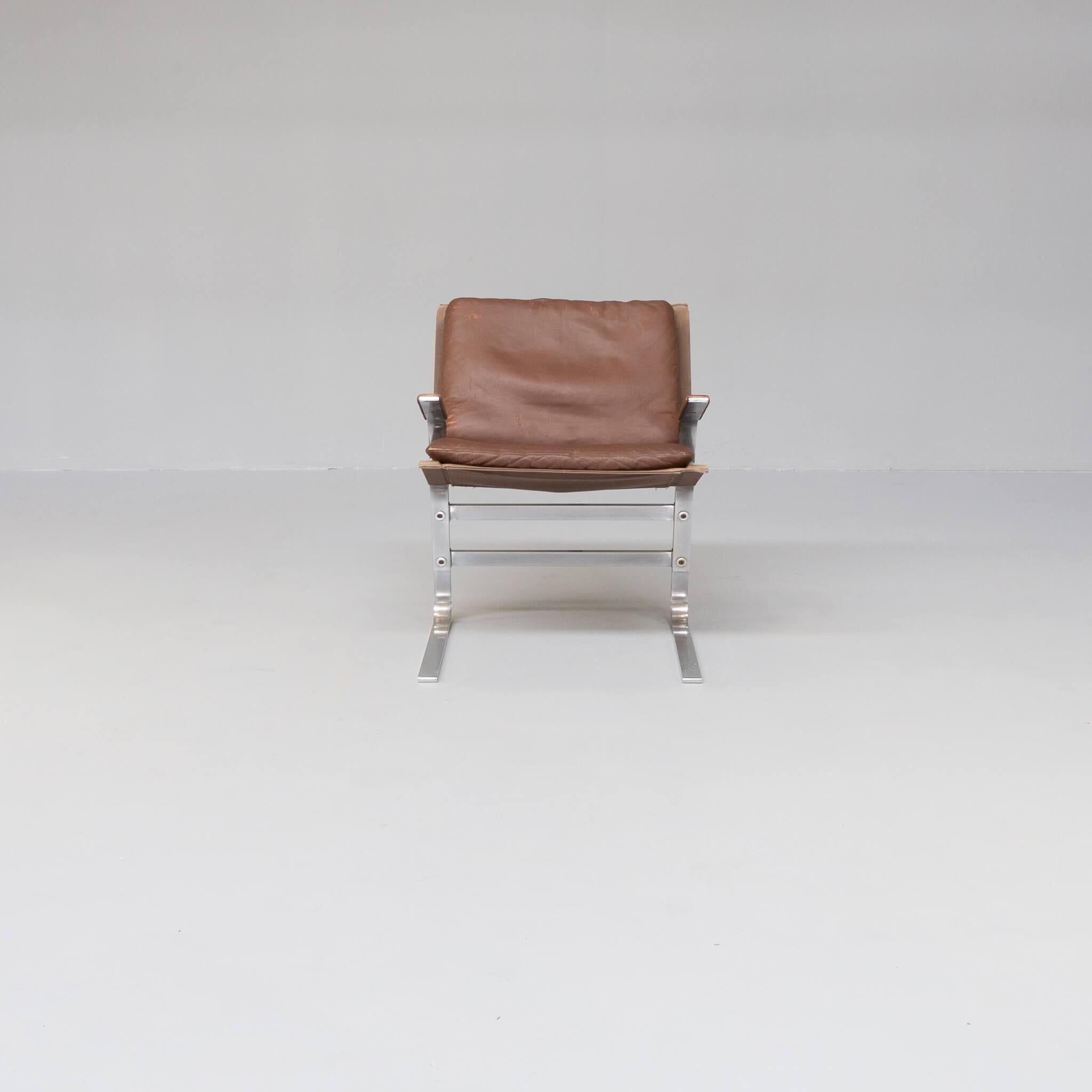 Mid-Century Modern Metal, Canvas and Leather Designer Fauteuil For Sale