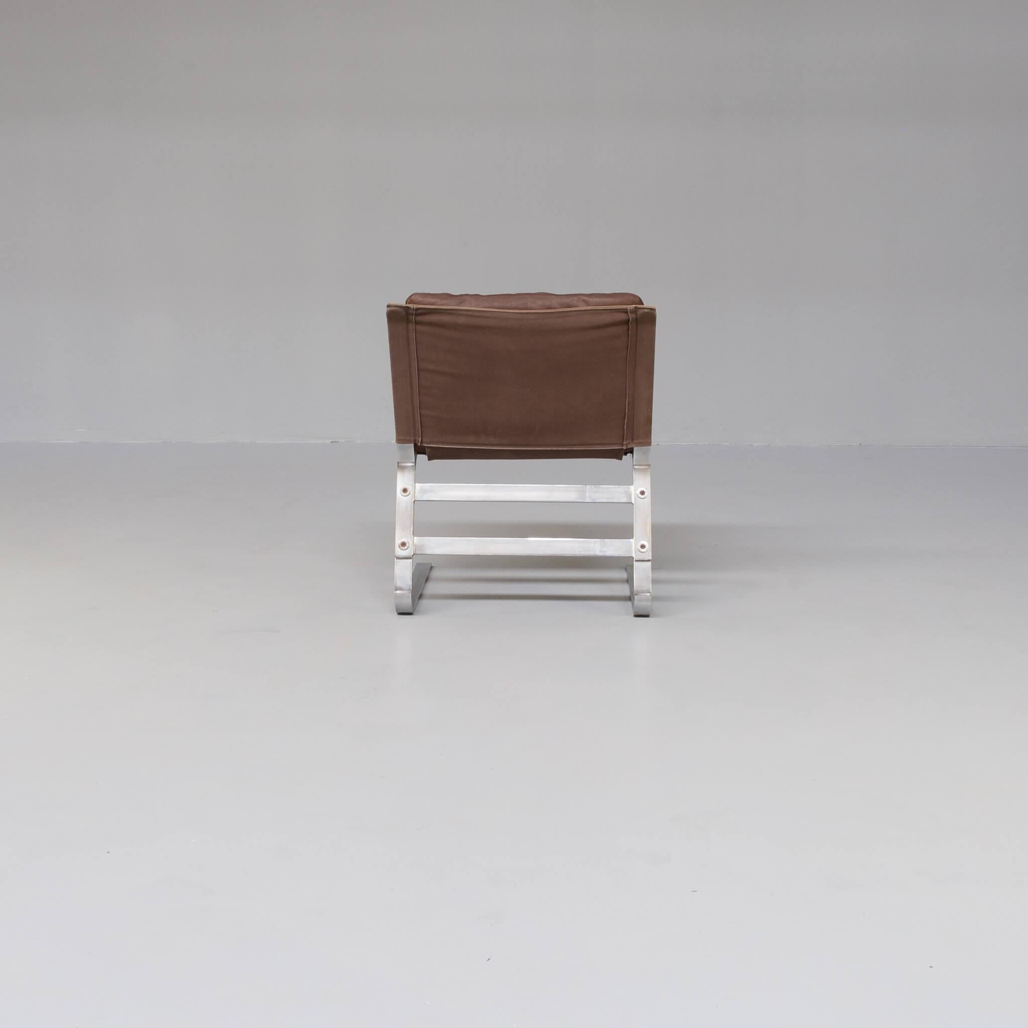 20th Century Metal, Canvas and Leather Designer Fauteuil For Sale