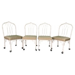 Metal Cathedral Style Faux Bamboo Dining Chairs, Set of 4
