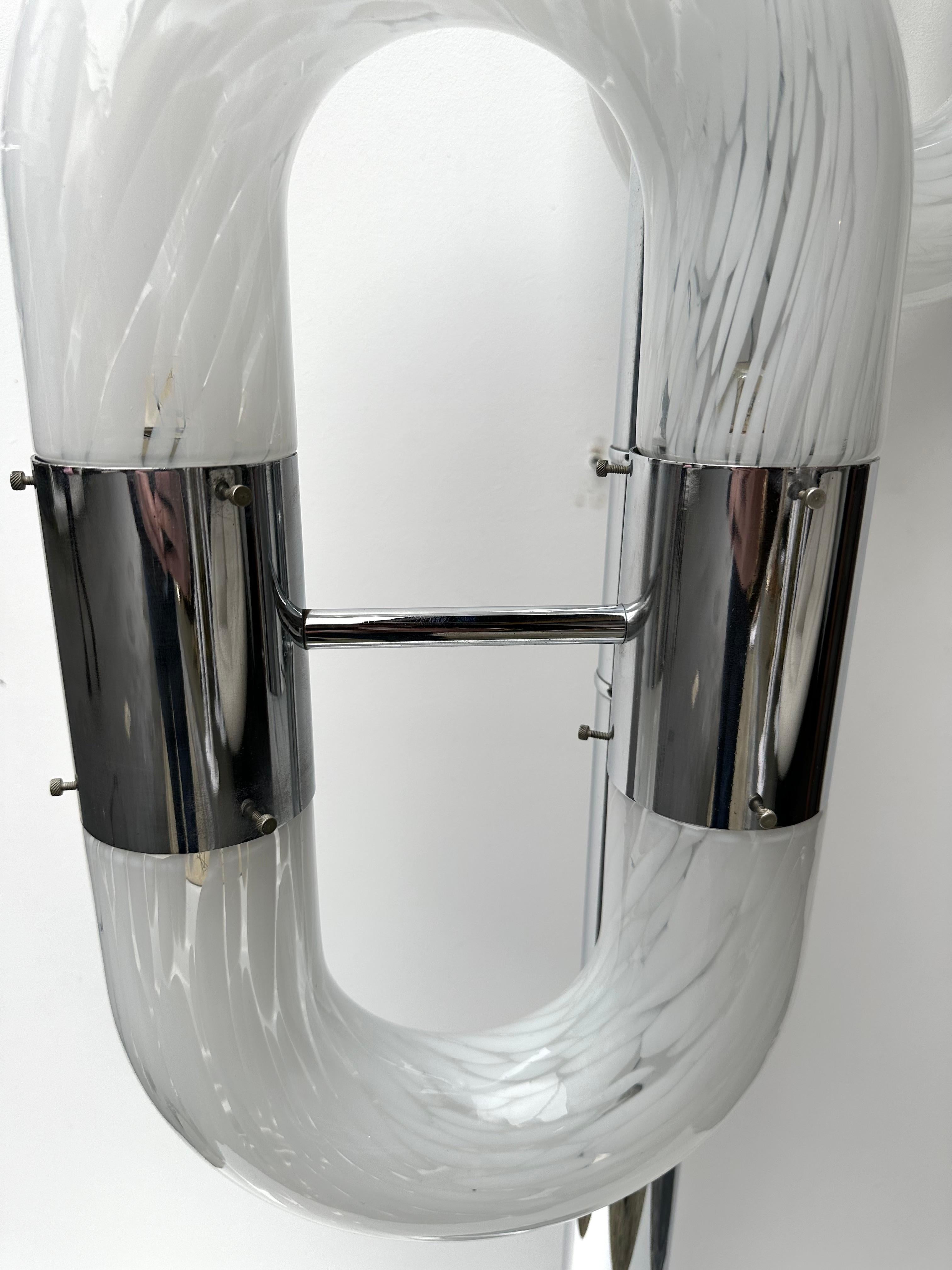 Metal Chain Floor Lamp Murano Glass by Aldo Nason for Mazzega, Italy, 1970s For Sale 4