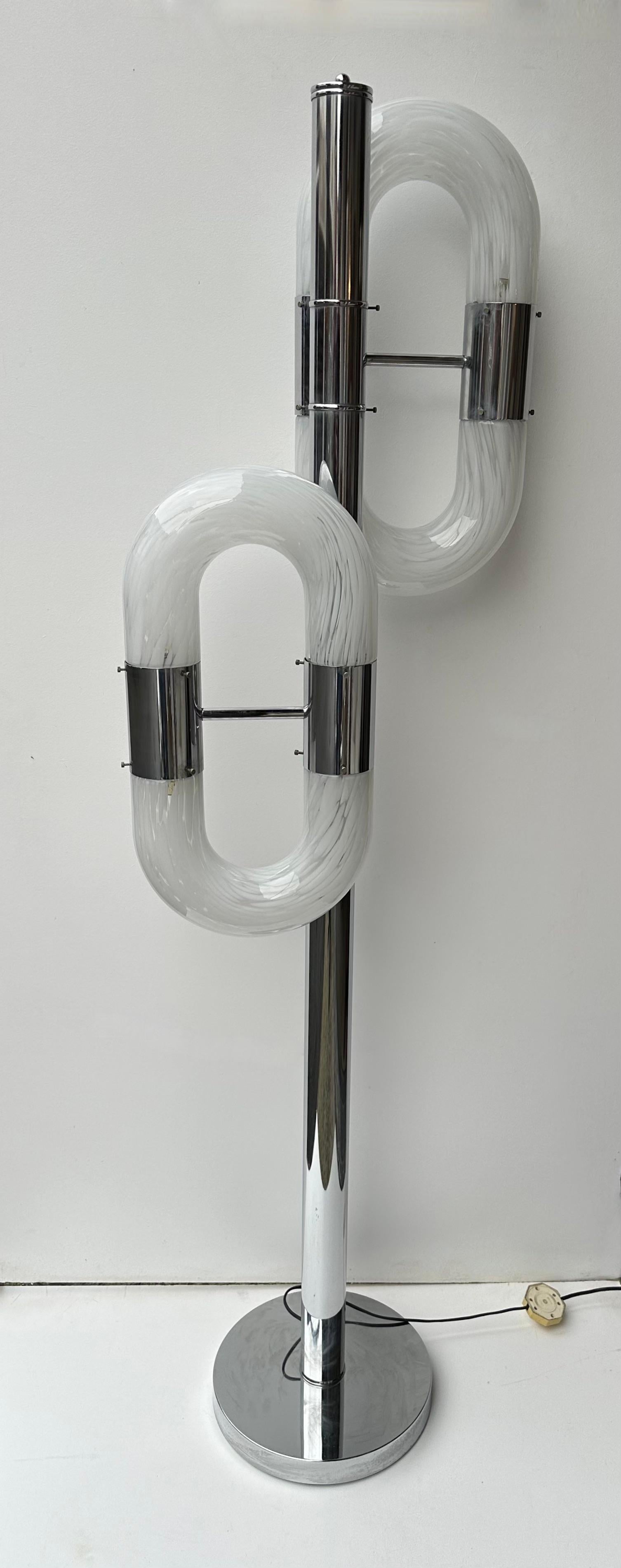 Metal Chain Floor Lamp Murano Glass by Aldo Nason for Mazzega, Italy, 1970s For Sale 6