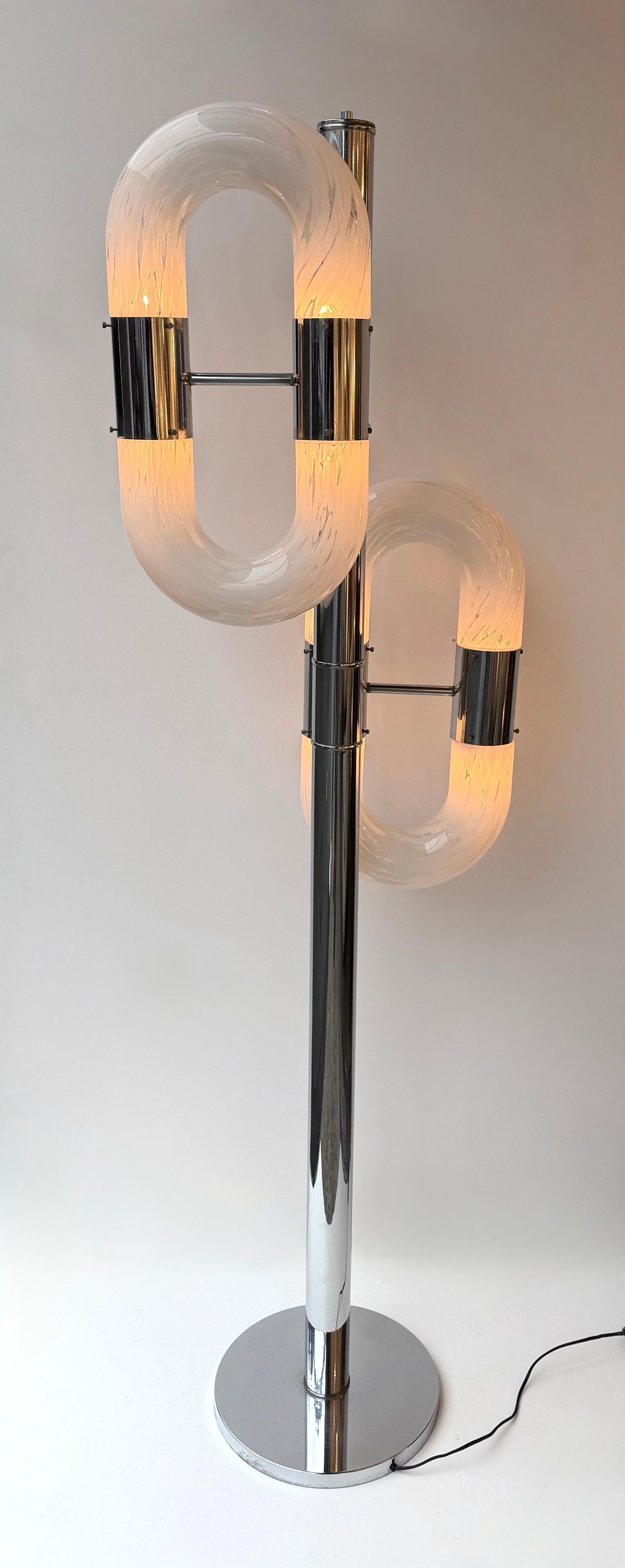 Mid-Century Modern Lampadaire à chaîne en métal de Murano par Aldo Nason pour Mazzega, Italie, 1970 en vente