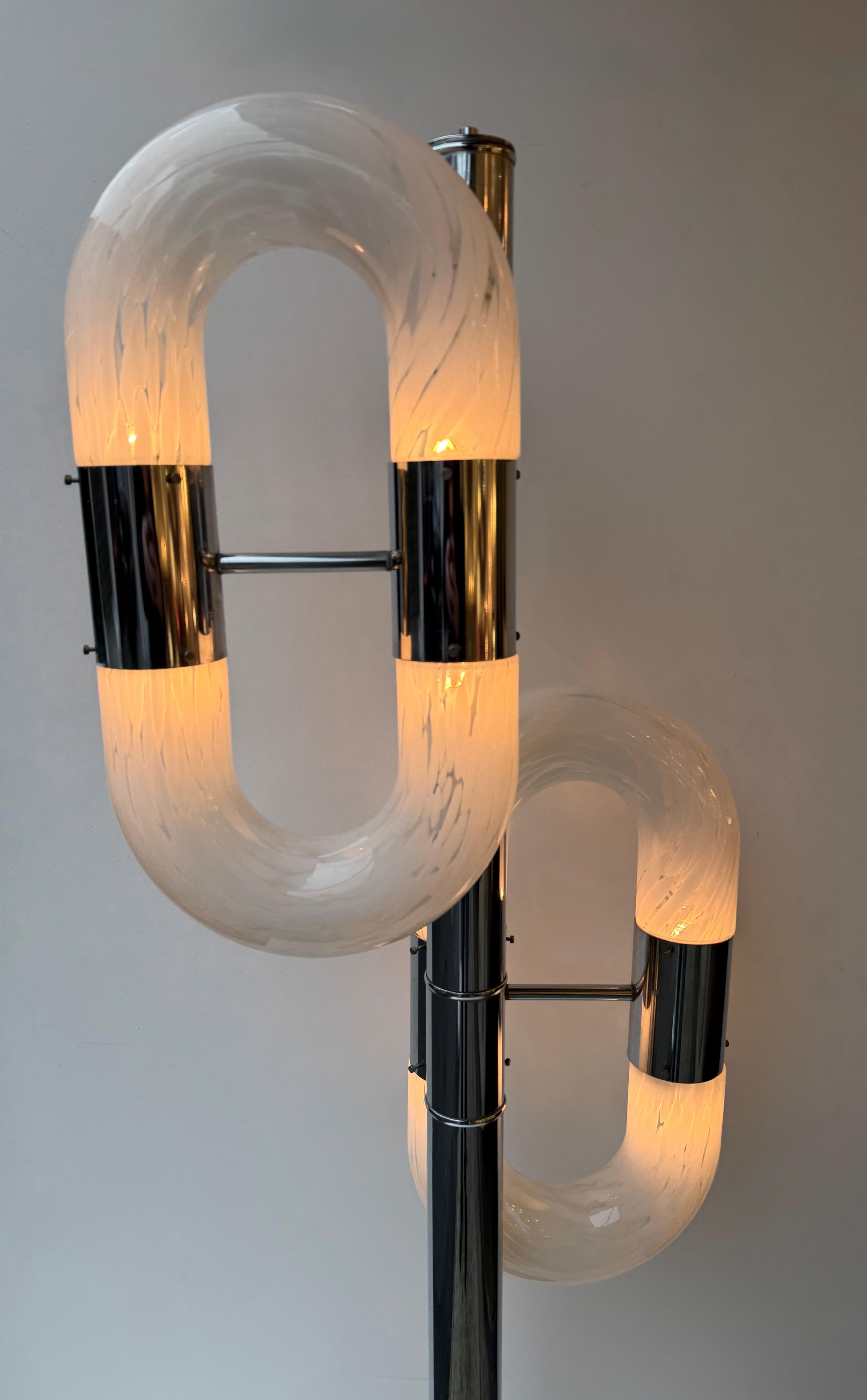 italien Lampadaire à chaîne en métal de Murano par Aldo Nason pour Mazzega, Italie, 1970 en vente