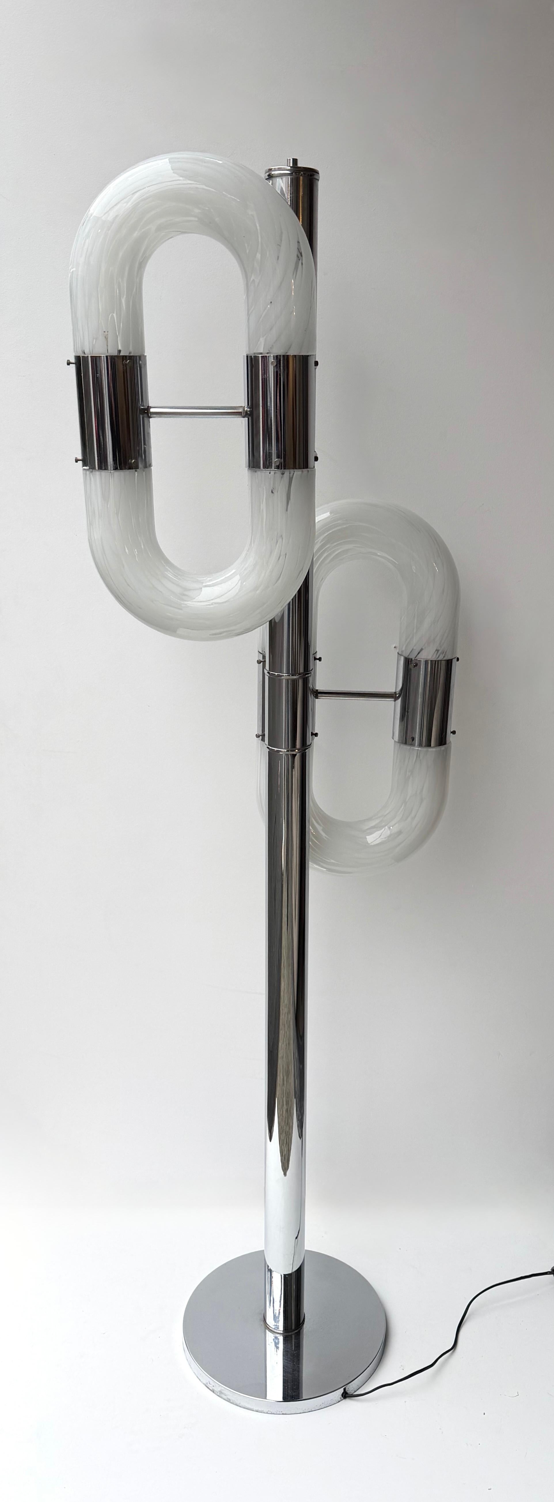 Lampadaire à chaîne en métal de Murano par Aldo Nason pour Mazzega, Italie, 1970 Bon état - En vente à SAINT-OUEN, FR