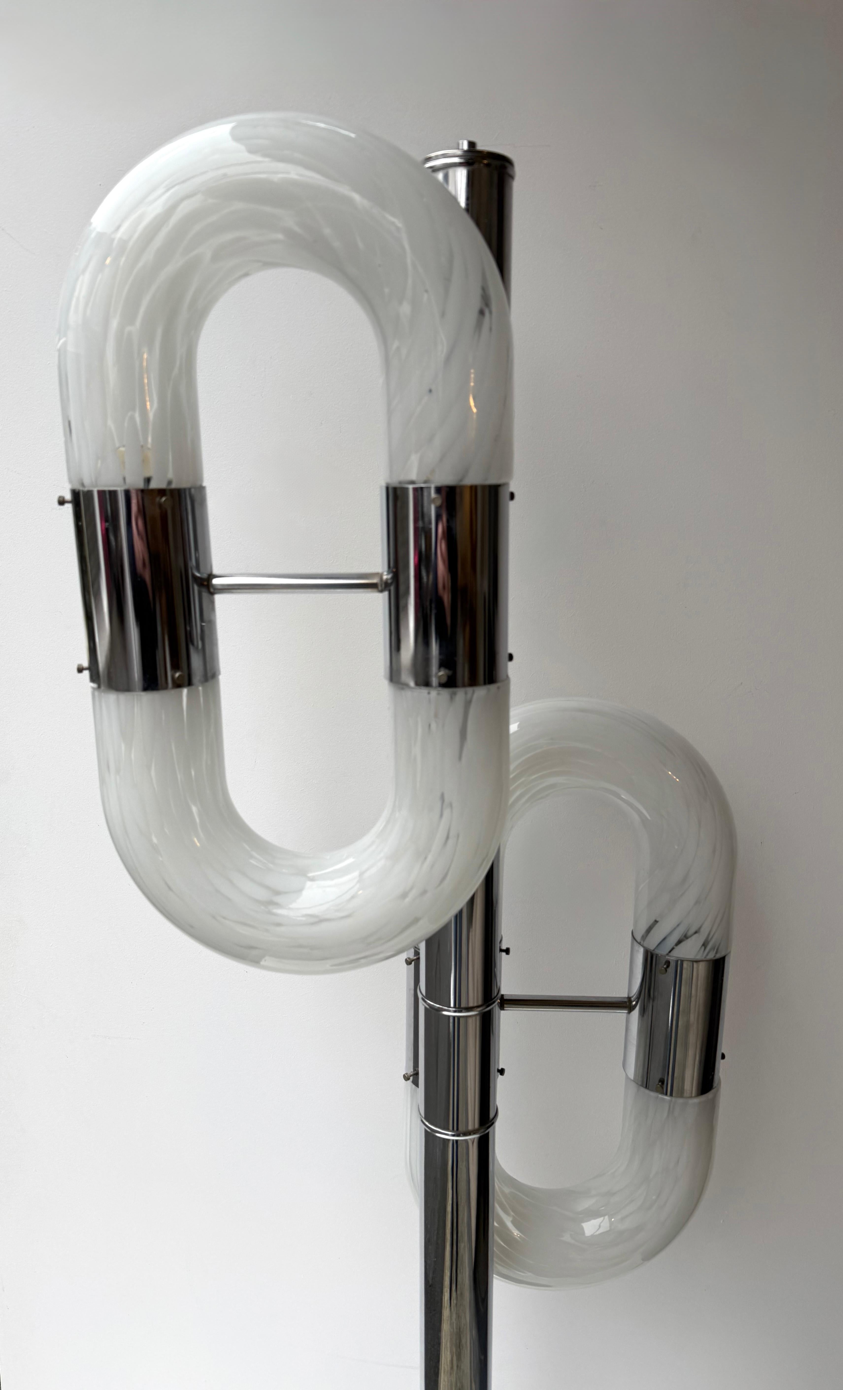 Fin du 20e siècle Lampadaire à chaîne en métal de Murano par Aldo Nason pour Mazzega, Italie, 1970 en vente