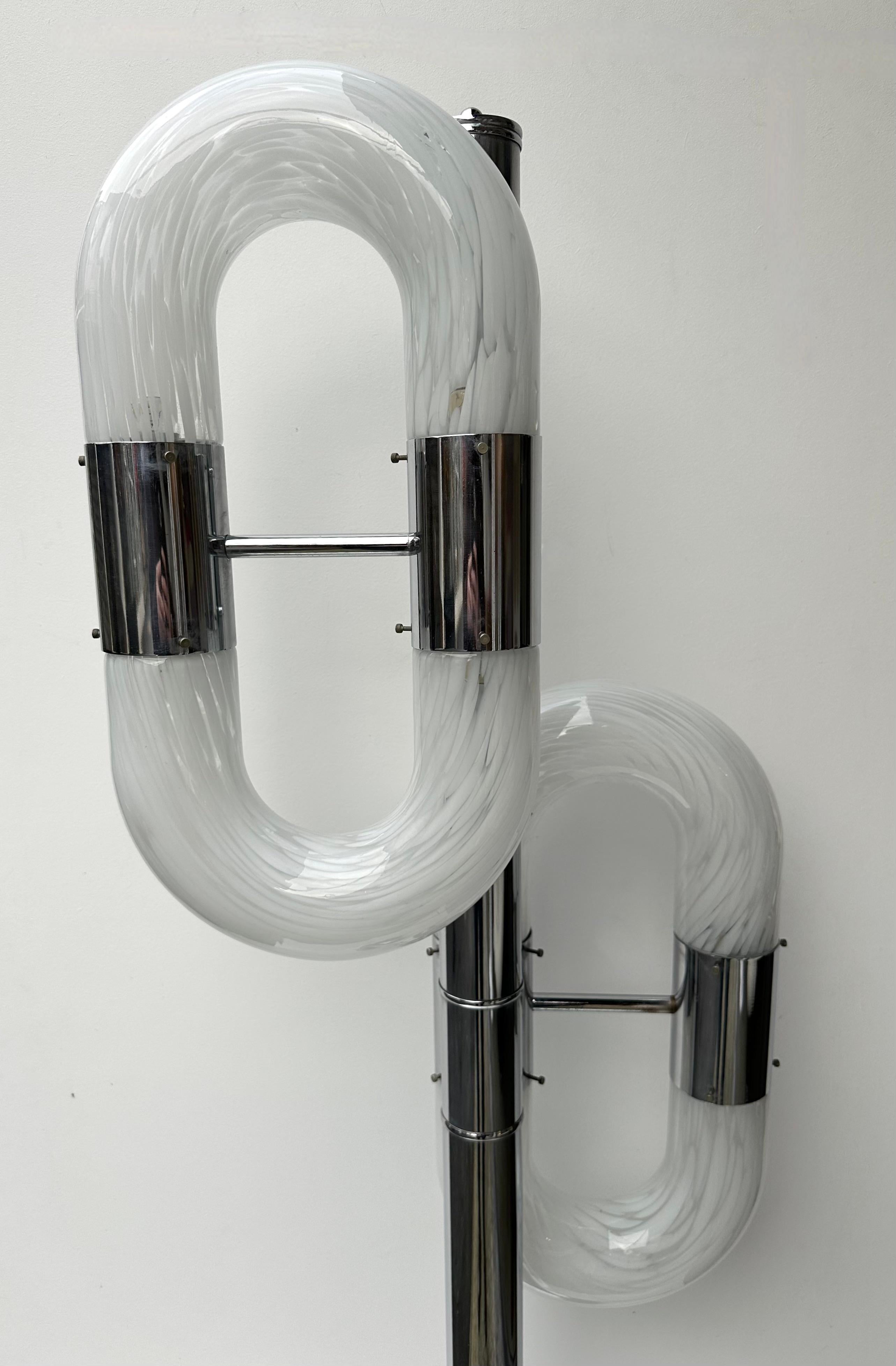 Metal Chain Floor Lamp Murano Glass by Aldo Nason for Mazzega, Italy, 1970s For Sale 2