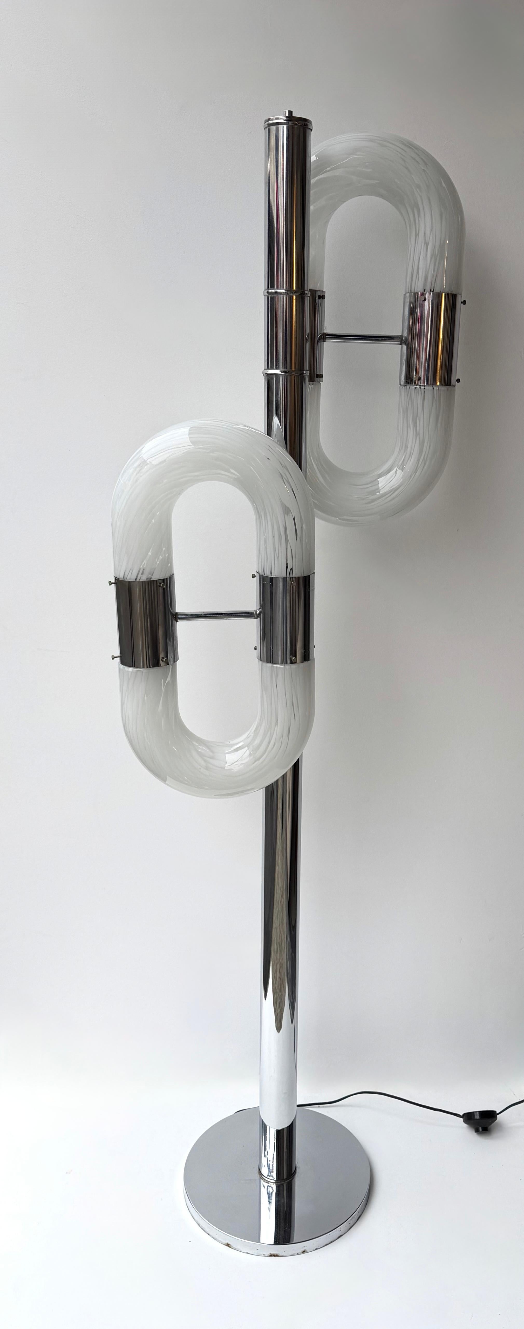 Lampadaire à chaîne en métal de Murano par Aldo Nason pour Mazzega, Italie, 1970 en vente 1