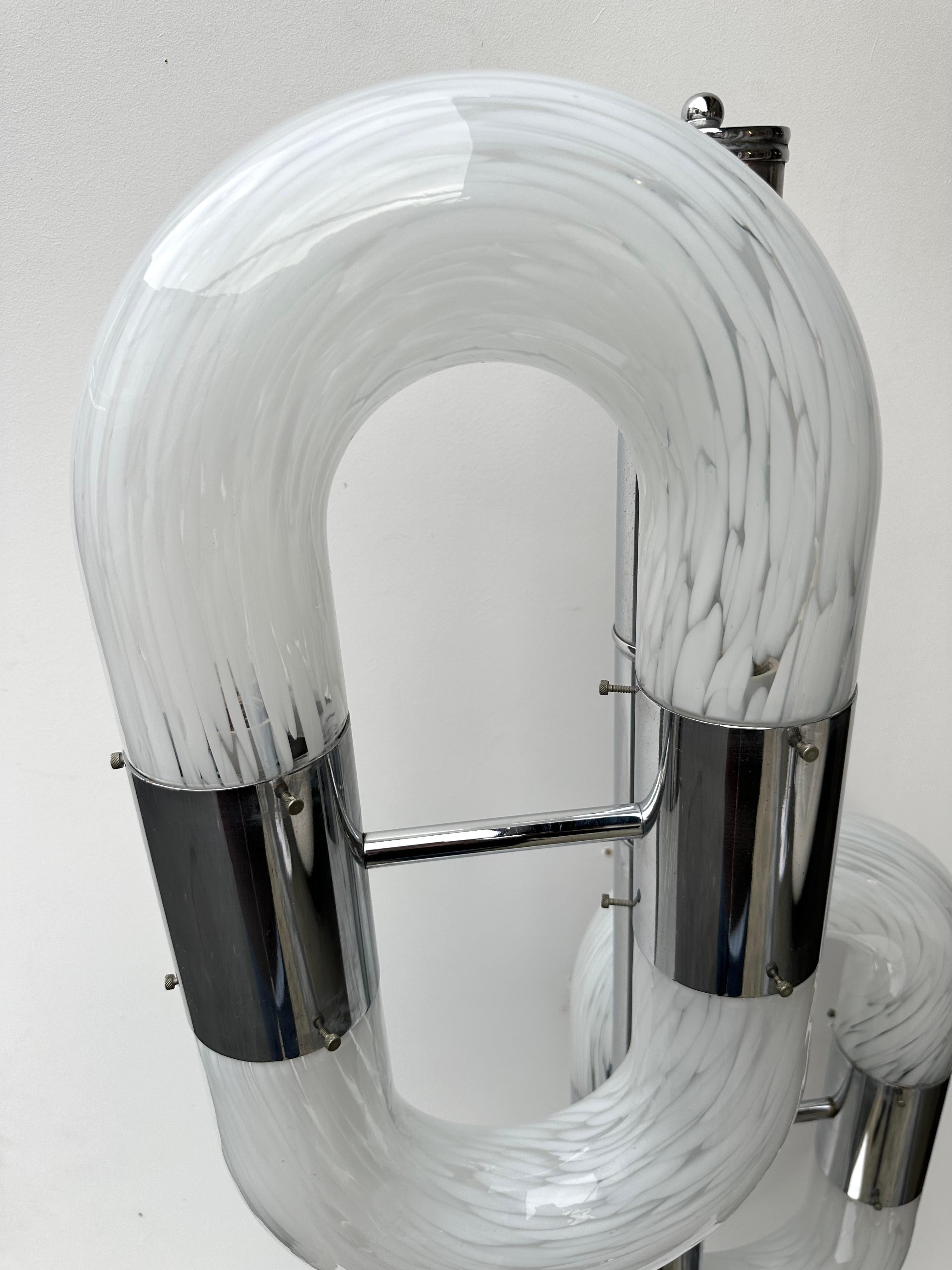 Metal Chain Floor Lamp Murano Glass by Aldo Nason for Mazzega, Italy, 1970s For Sale 3