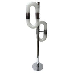 Metal Chain Floor Lamp Murano Glass by Aldo Nason for Mazzega, Italy, 1970s