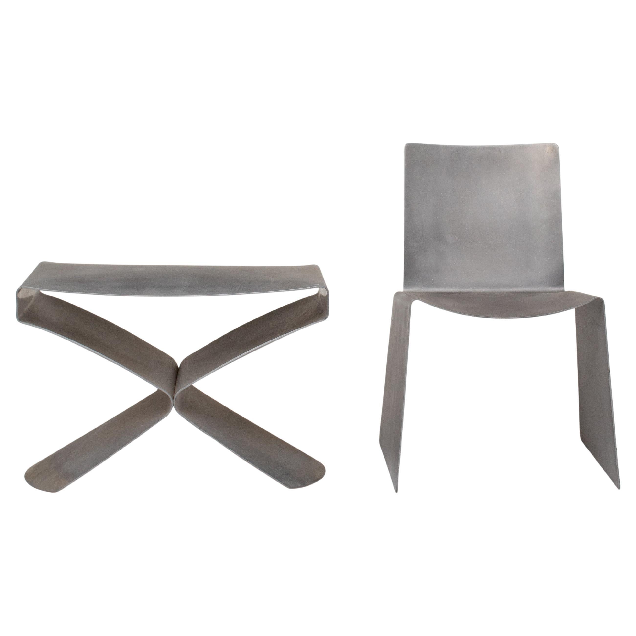 Metal Chair and Side Table Set by Xavier Lust im Angebot