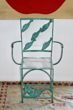 Metal chair by Jacques-Pierre DUFRESNE (1922-2014) Mermaid and fish