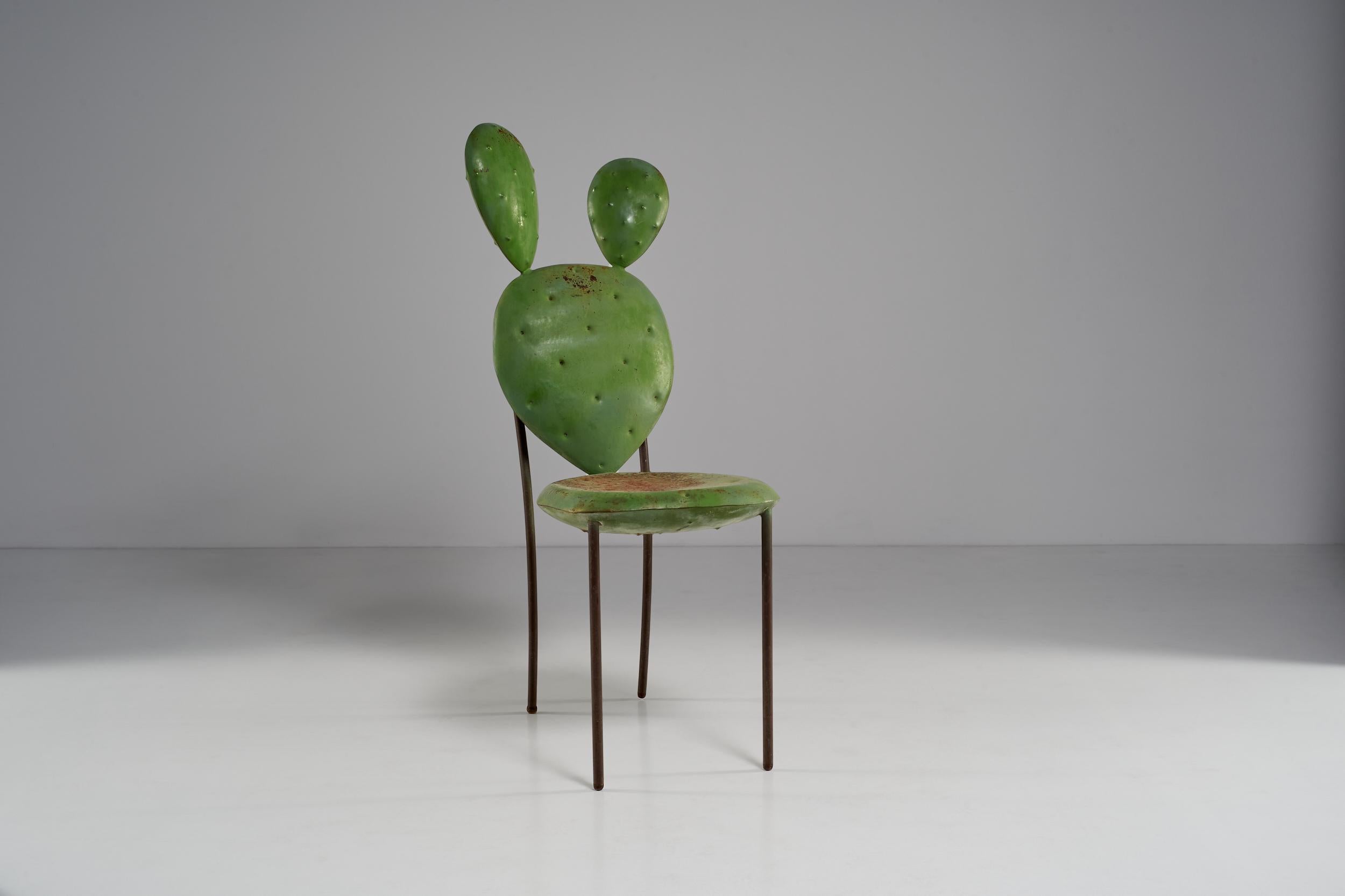 Mid-Century Modern Metal Chair with Cactus-Like Decorative Elements, 1970 circa