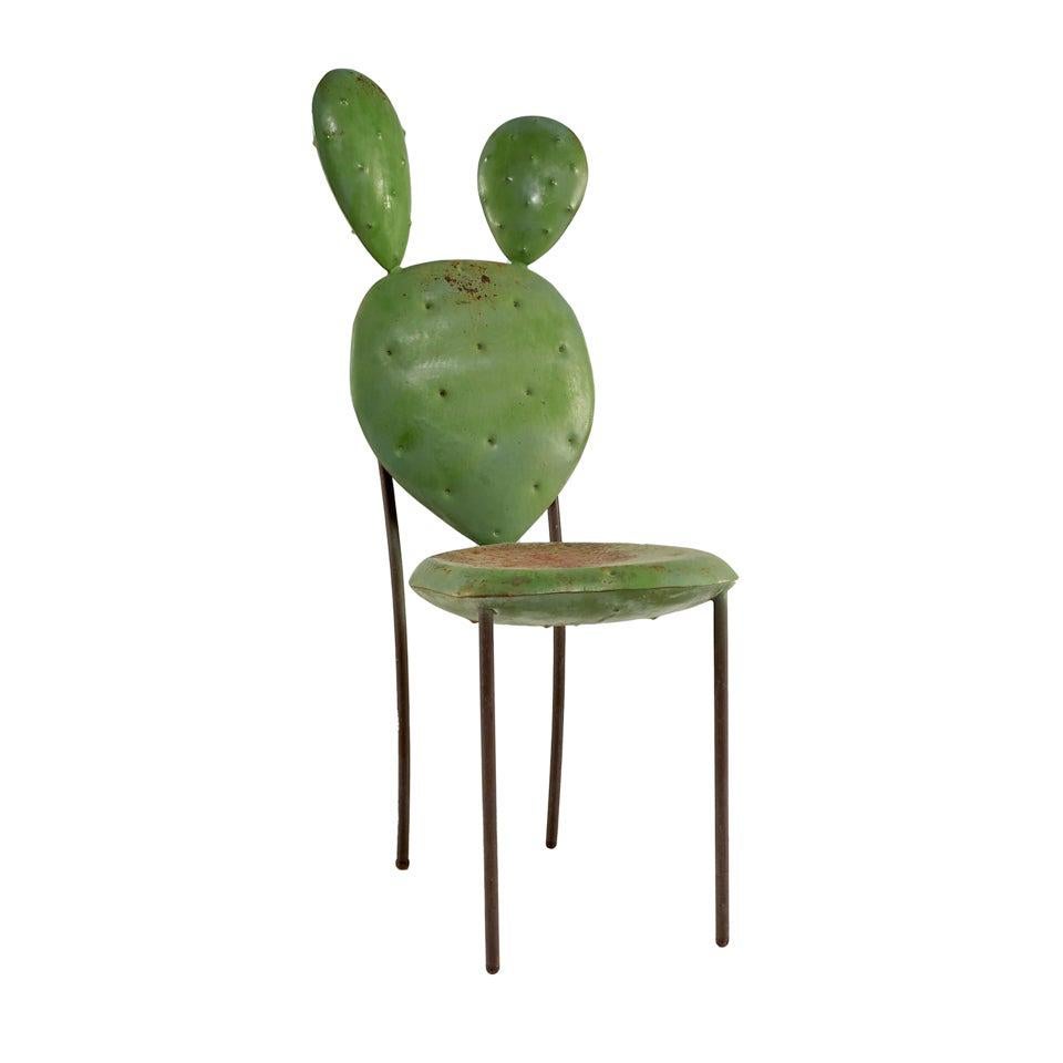 Metal Chair with Cactus-Like Decorative Elements, 1970 circa
