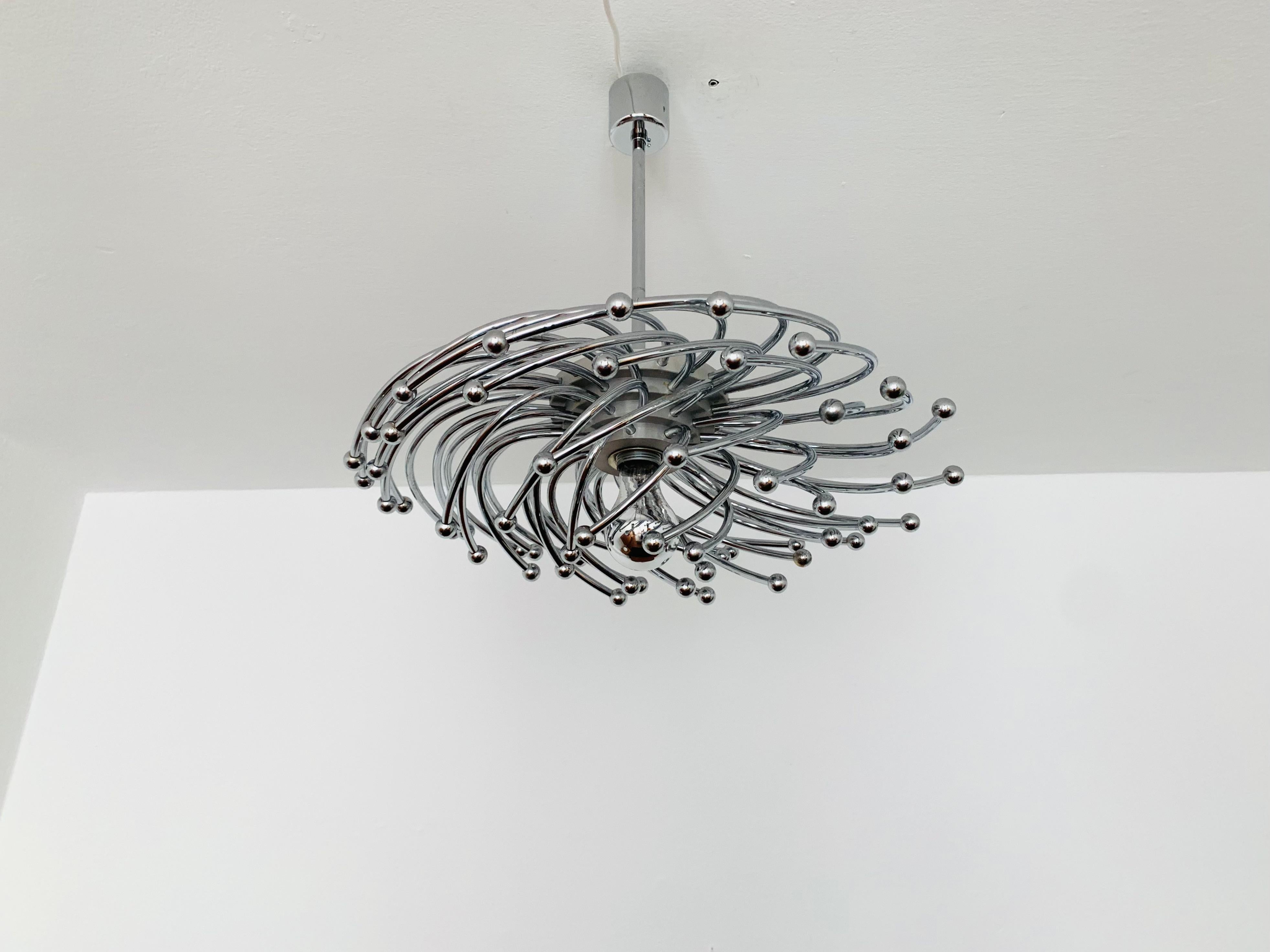 Space Age Metal Chandelier For Sale