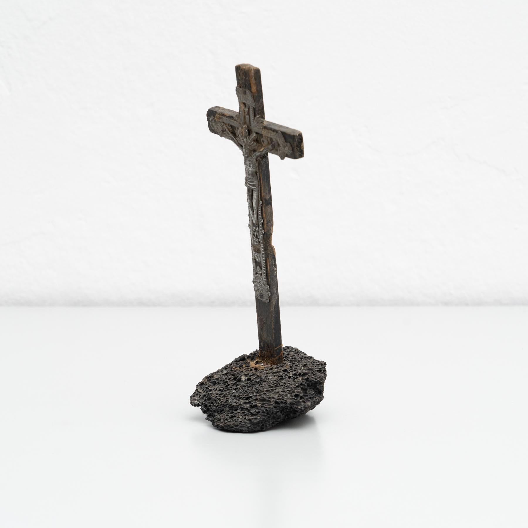 Mid-20th Century Metal Christ in the Cross Memorabilia Figure, circa 1950 For Sale