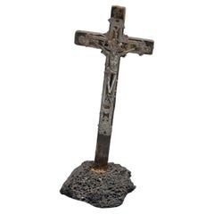 Retro Metal Christ in the Cross Memorabilia Figure, circa 1950