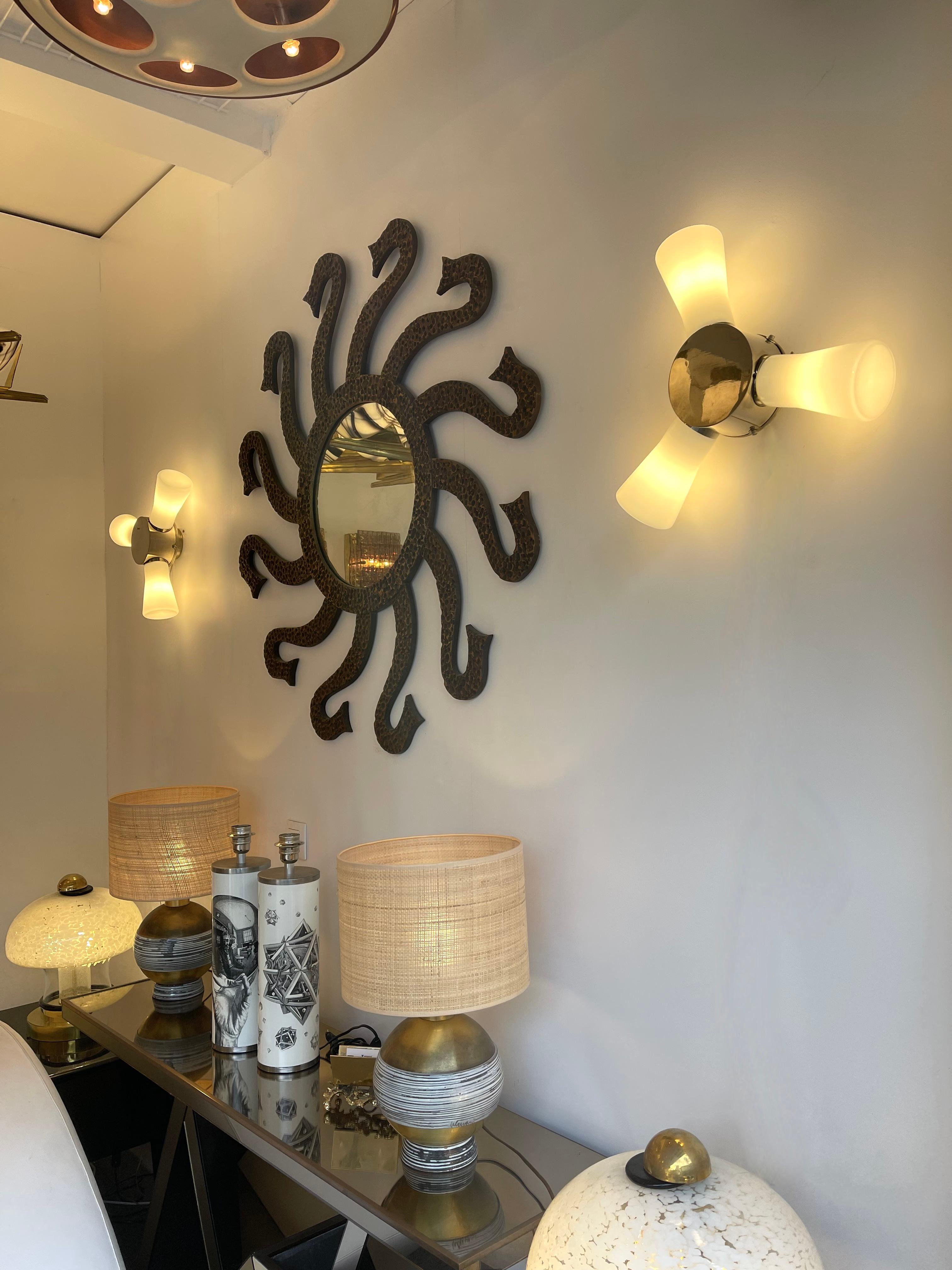 Late 20th Century Metal Chrome and Glass Helix Sconces. Italy, 1990s For Sale