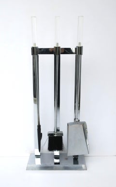 Metal Chrome and Lucite Fireplace Tools, Set