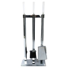 Metal Chrome and Lucite Fireplace Tools, Set