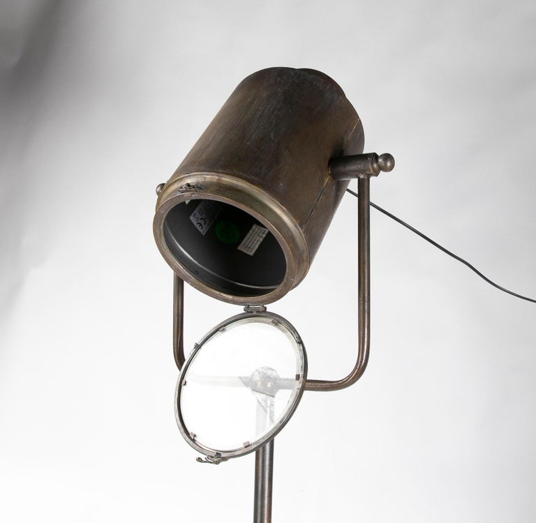 Metal Cinema Floor Lamp with Tripod Base For Sale at 1stDibs