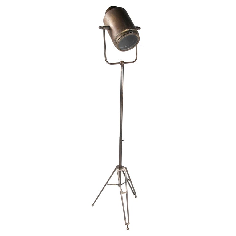 Metal Cinema Floor Lamp with Tripod Base For Sale at 1stDibs