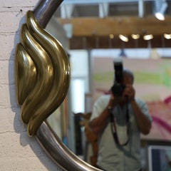 Metal-Clad 1980s Round Mirror