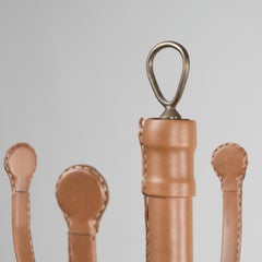 1960s Metal Coat Rack Covered with Fawn-Colored Synthetic Leather