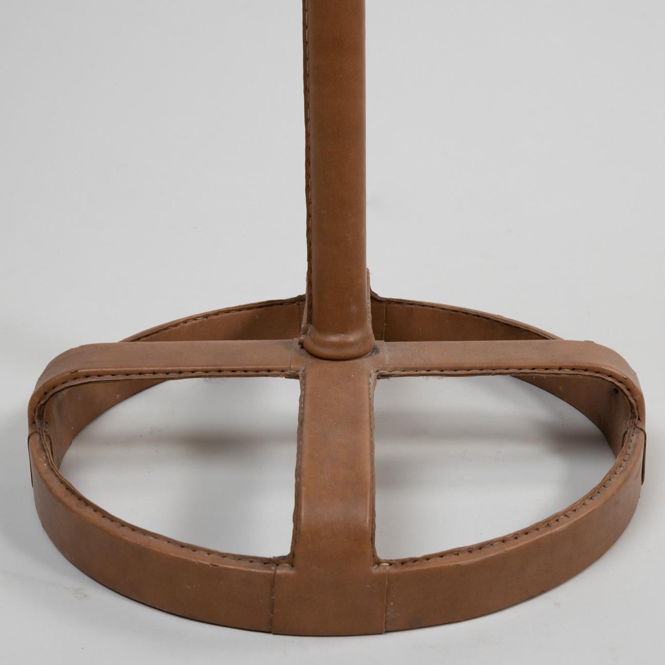 French Metal Coat Rack Covered with Fawn-Colored Synthetic Leather, Jacques Adnet For Sale