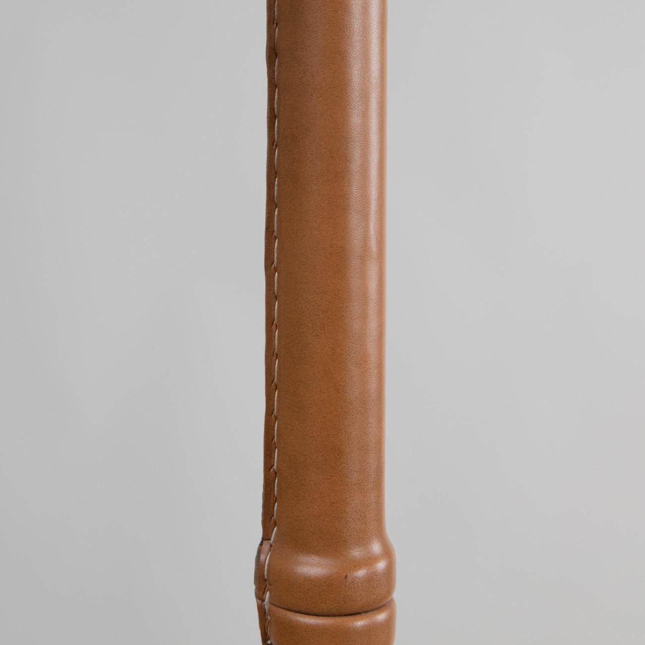Mid-20th Century Metal Coat Rack Covered with Fawn-Colored Synthetic Leather, Jacques Adnet For Sale