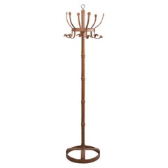 Metal Coat Rack Covered with Fawn-Colored Synthetic Leather, Jacques Adnet