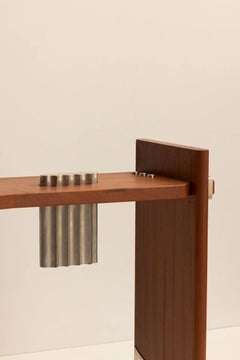 Metal Console Table, Contemporary Design Inspired by Denim Geometry, Gunshot